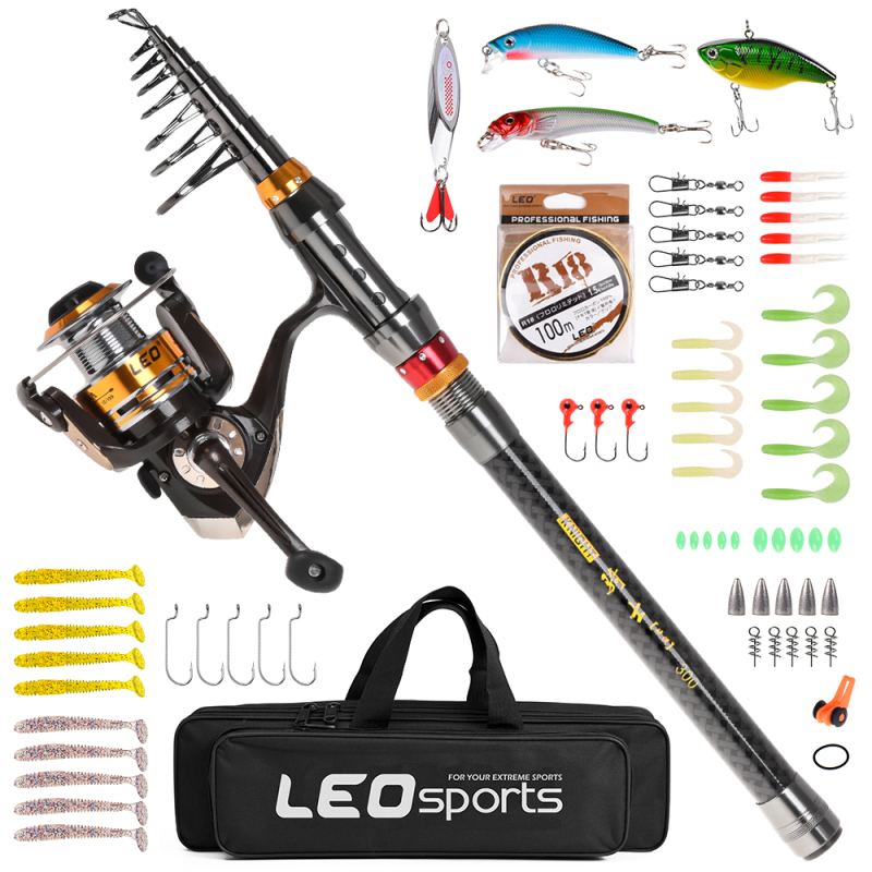 Fishing Rod Carbon Fiber - Hengel Draaiende Haspel Combo Koolstofvezel Telescopische