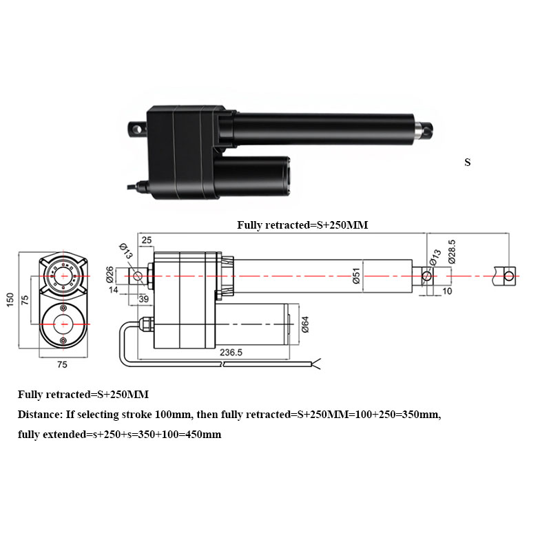 DC 12V 24V 7000N Lineaire Actu - Fishing Rod Telescopic recensie en prijs