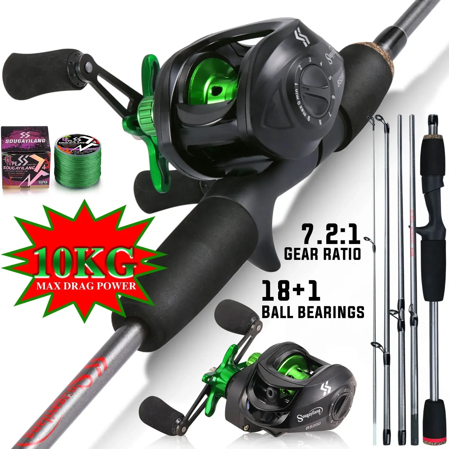 Sougayilang Hengel Combo 1.7m  - Fishing Rod Carbon Fiber recensie en prijs